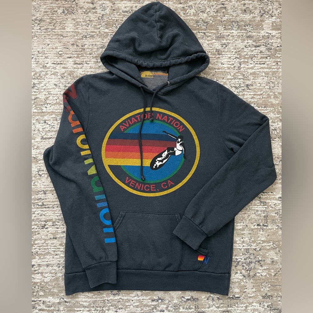 Aviator Nation Venice Beach Hoodie Pullover Dark‎ Gray Women’s Size L